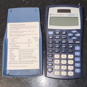 Texas Instruments Blue and Cream Calculator